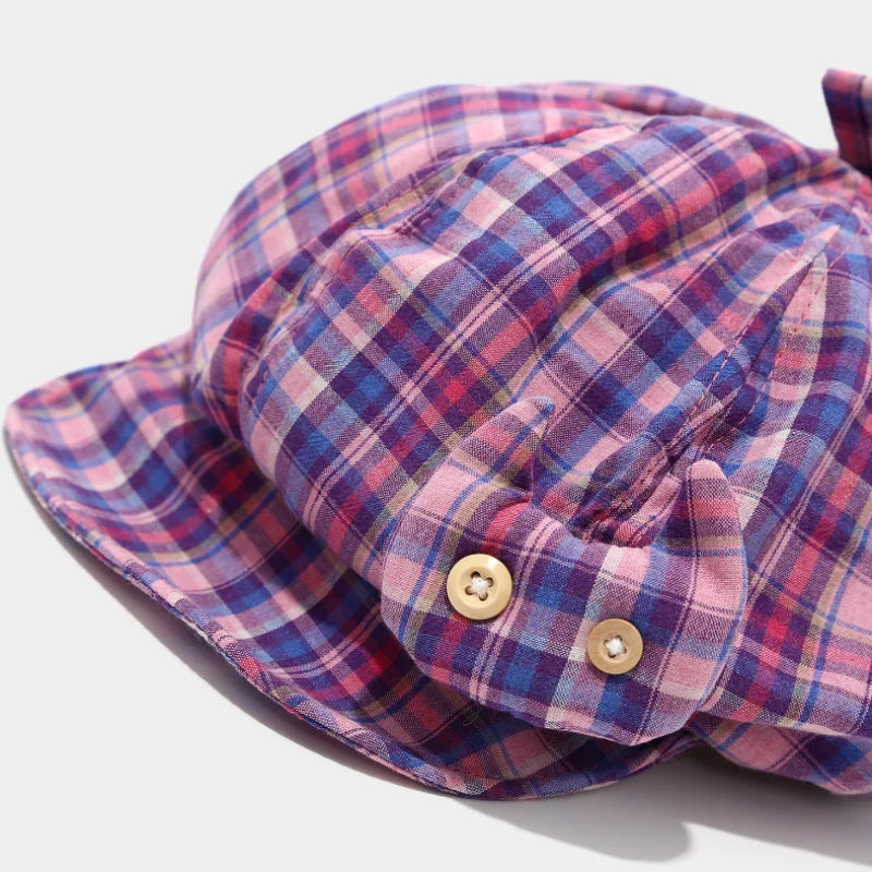 Japanese Designer Plaid Cat Octagonal Hat Women