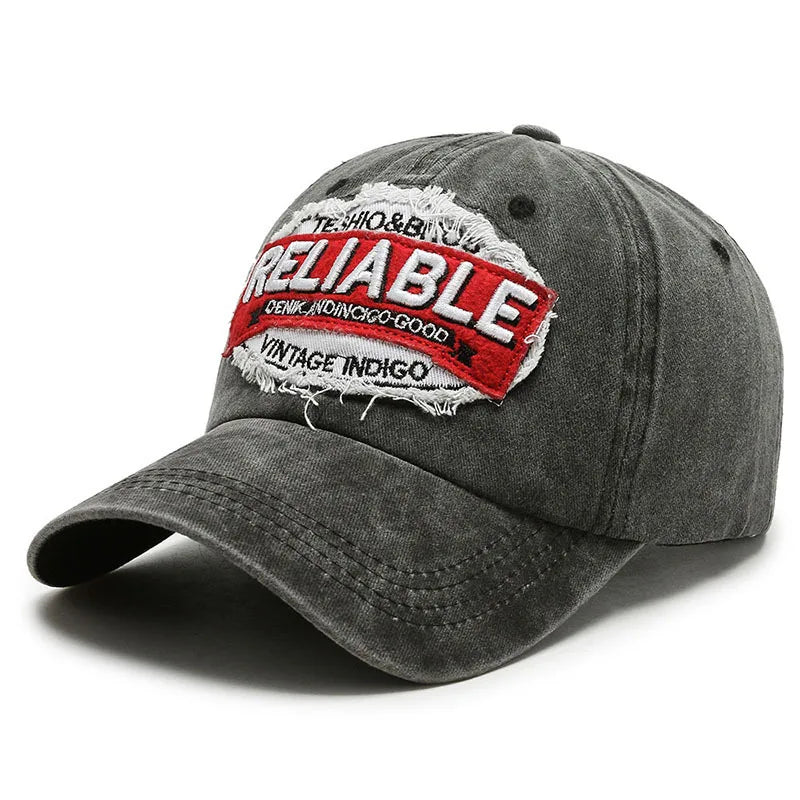 Fashion Washed Distressed Letter Embroidered Baseball Cap