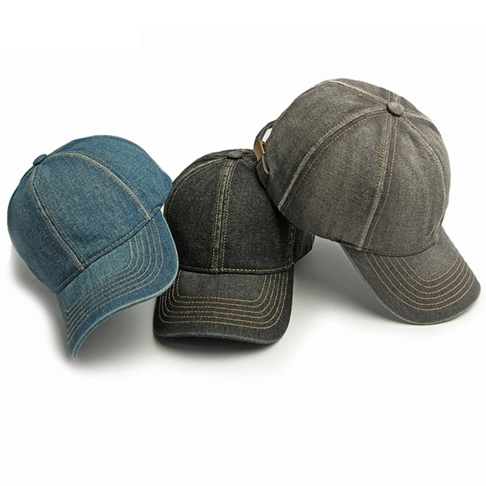 Spring Summer Denim Caps For Men Women 6 Panels Snapback Cap