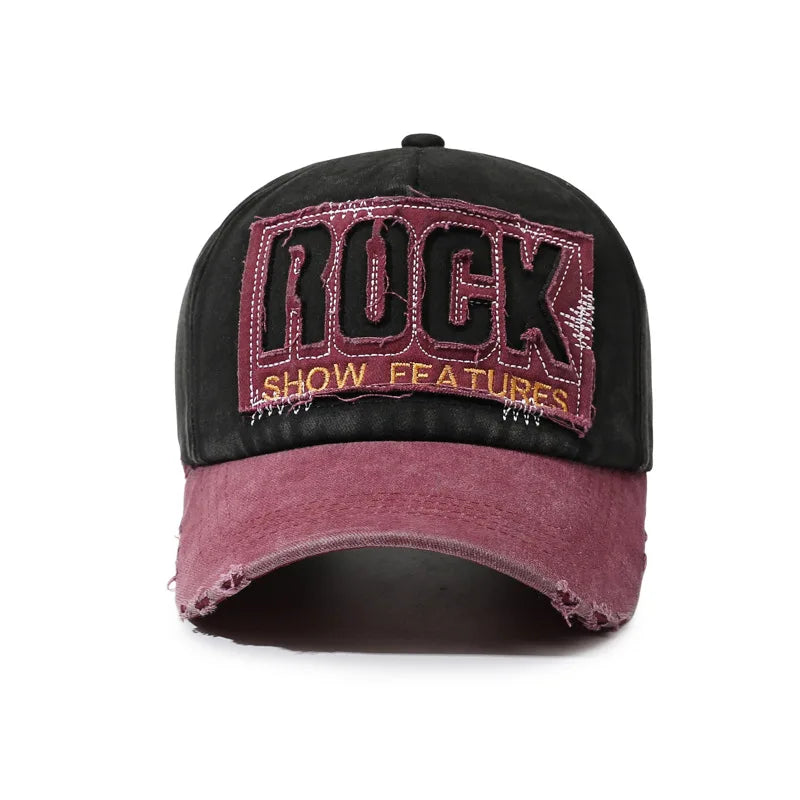 Letter Rock Embroidery Cotton Baseball Cap For Men Women