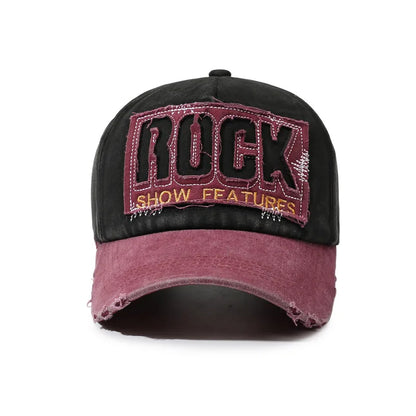 Letter Rock Embroidery Cotton Baseball Cap For Men Women