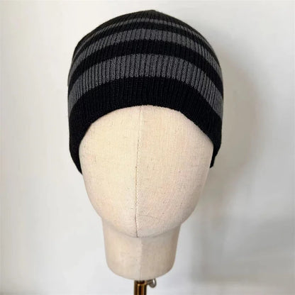Winter Striped Knitted Acrylic Hat Soft Warm Unisex Beanies Women And Men