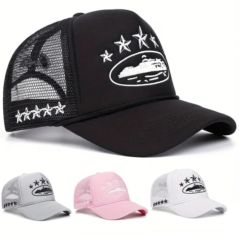 Unisex Men Women Cap Pentagram Embroidery Baseball Net Caps