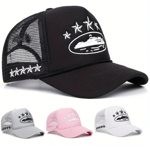 Unisex Men Women Cap Pentagram Embroidery Baseball Net Caps