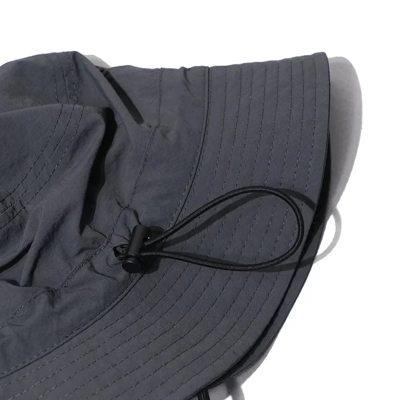 Drawstring Rope Bucket Hat Summer Quick Dry Breathable Fisherman Cap