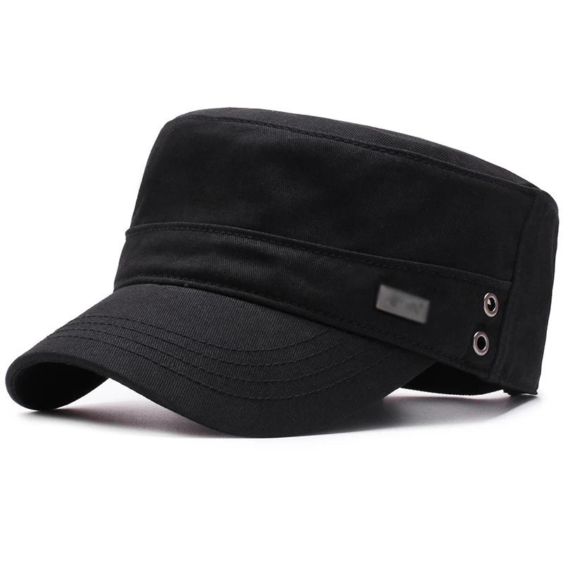 Four Seasons Flat Top Hat Men Simple Cotton Peaked Hat