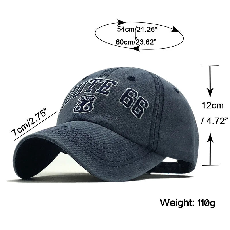 Summer New Pure Cotton Distressed Washed Baseball Cap Highway Embroidered Duckbill Cap Sunshade Hat