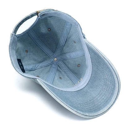 Unisex Vintage Embroidery Washed Denim Baseball Cap Adjustable Snapback Hat