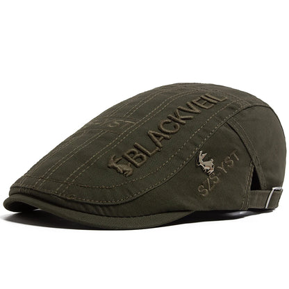 Men Beret Fashion Rabbit Embroidery Flat Caps