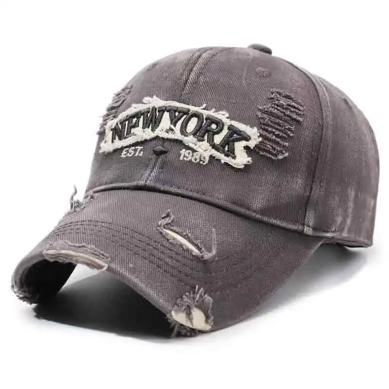 Unisex Vintage Washed Ripped Denim Baseball Cap