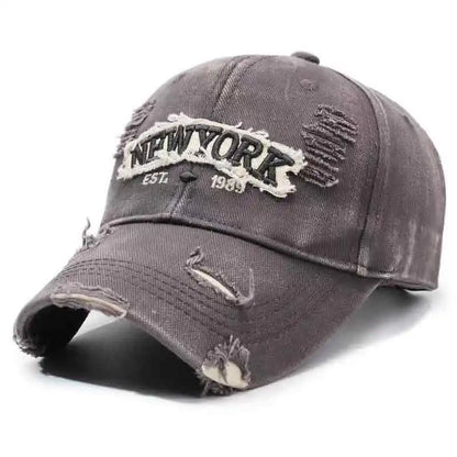 Unisex Vintage Washed Ripped Denim Baseball Cap