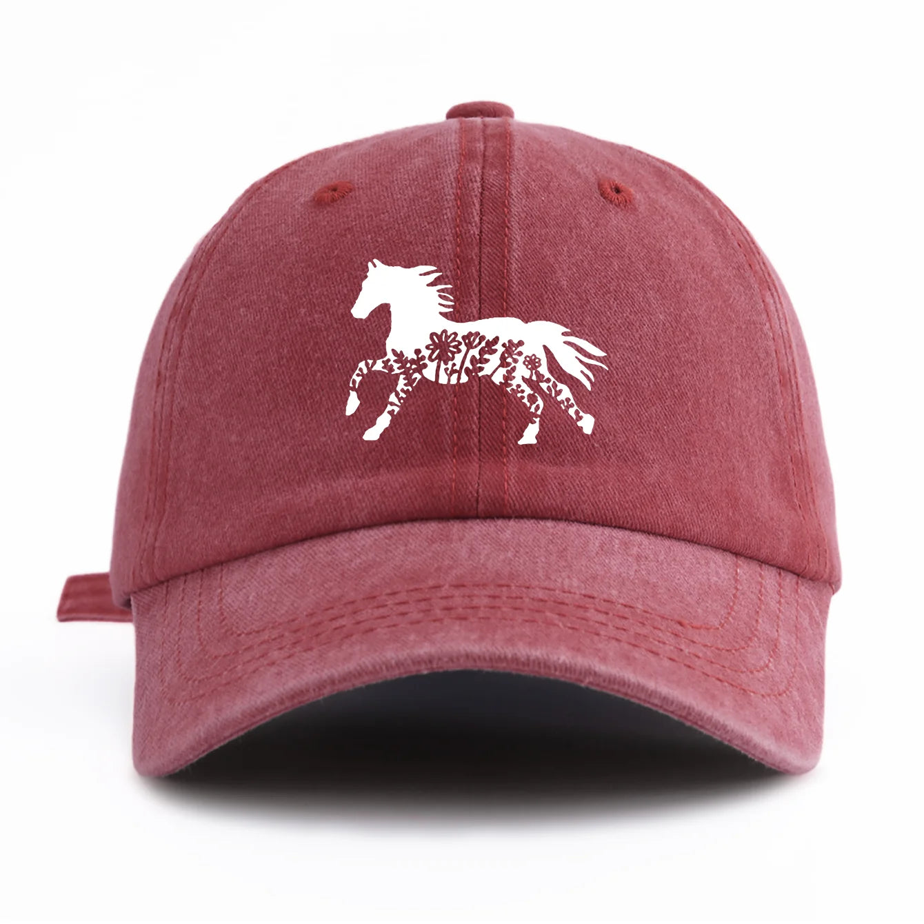 Pinting Horse Print Washed Baseball Cap For Adults
