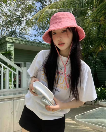 Fisherman's Hat, Women's Foldable Retro Versatile Travel, Polished Edge Sun Hat, Temperament enhancing face basin hat