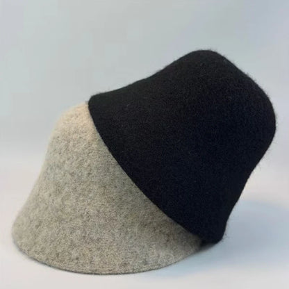 Retro Dome Wool Felt Bucket Hat Women Autumn Winter
