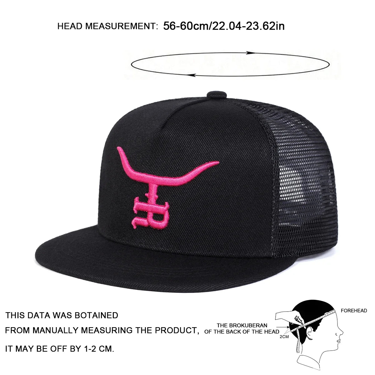 Unisex R Letter Bull Head Embroidery Hip-hop Net Hats Spring Summer