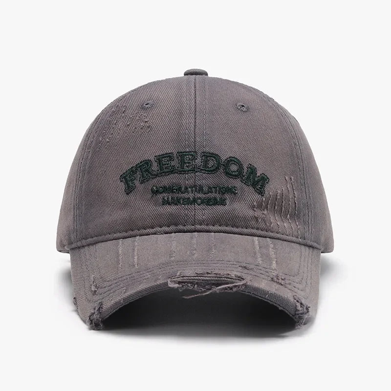 Women Men Baseball Cap Denim Cotton Faded Distressed Ripped Caps