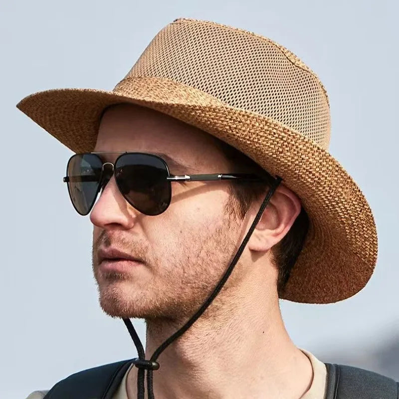 Summer Linen Hollowing Sun Hats British Gentleman Jazz Top Panama