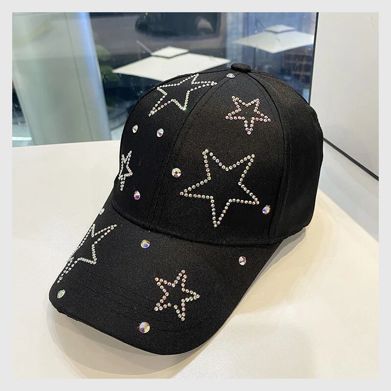 Women's Baseball Cap Five Pointed Star Inlaid Diamond Sun Hat
