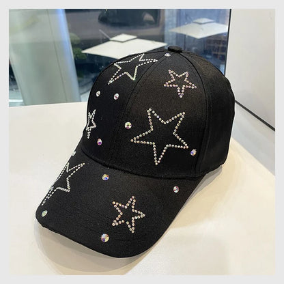 Women's Baseball Cap Five Pointed Star Inlaid Diamond Sun Hat