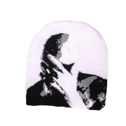 Fashion Printing Knitting Cap Hat Y2k Fiber Cold Cap Keep Warm Couple Warm Hats Outdoor