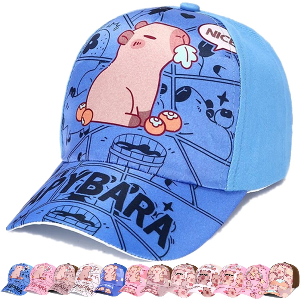 Children's Cartoon Capybara Printed Cap Boys Girls Baseball Cap