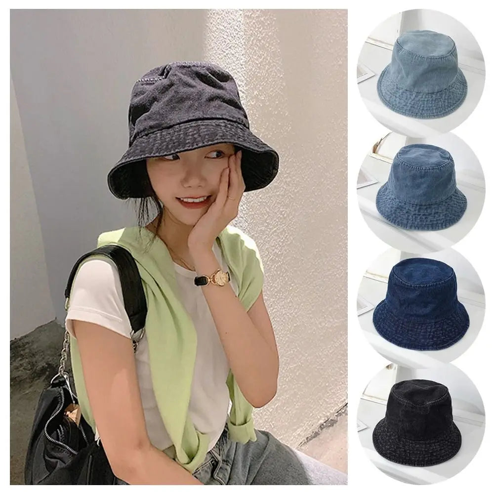 Unisex Cotton Bucket Hats Women Summer Sunscreen Panama Hat