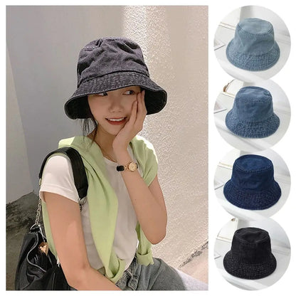 Unisex Cotton Bucket Hats Women Summer Sunscreen Panama Hat