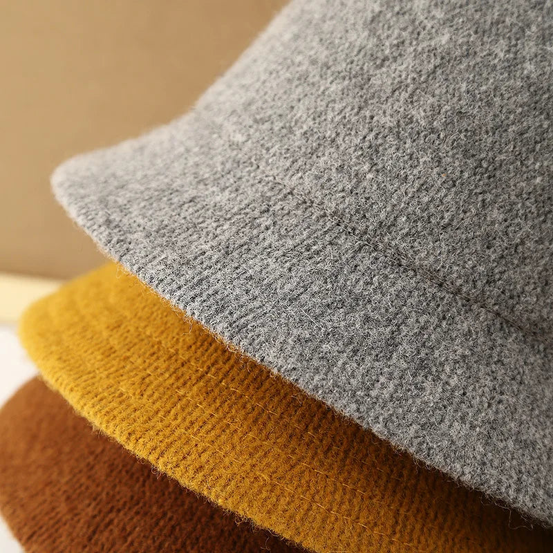Wool Warm Winter Bucket Hats For Women