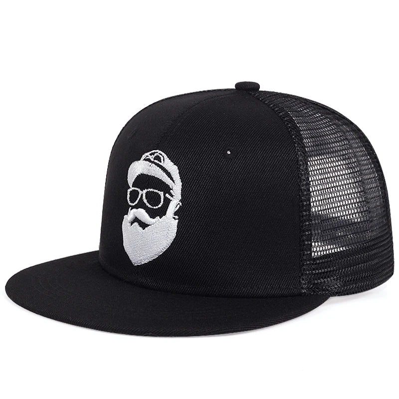 Unisex Old Man Embroidery Hip Hop Net Hats Adjustable Casual Snapback Baseball Caps Outdoor Sunscreen Hat