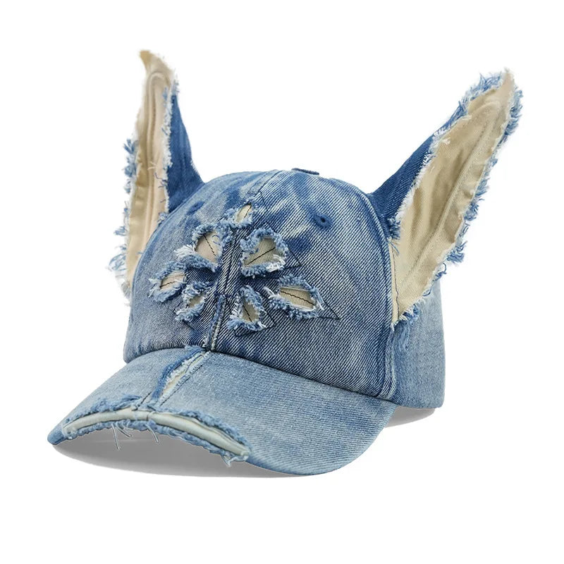 Girl New Jeans Stereoscopic Ears Cowboy Baseball Hat