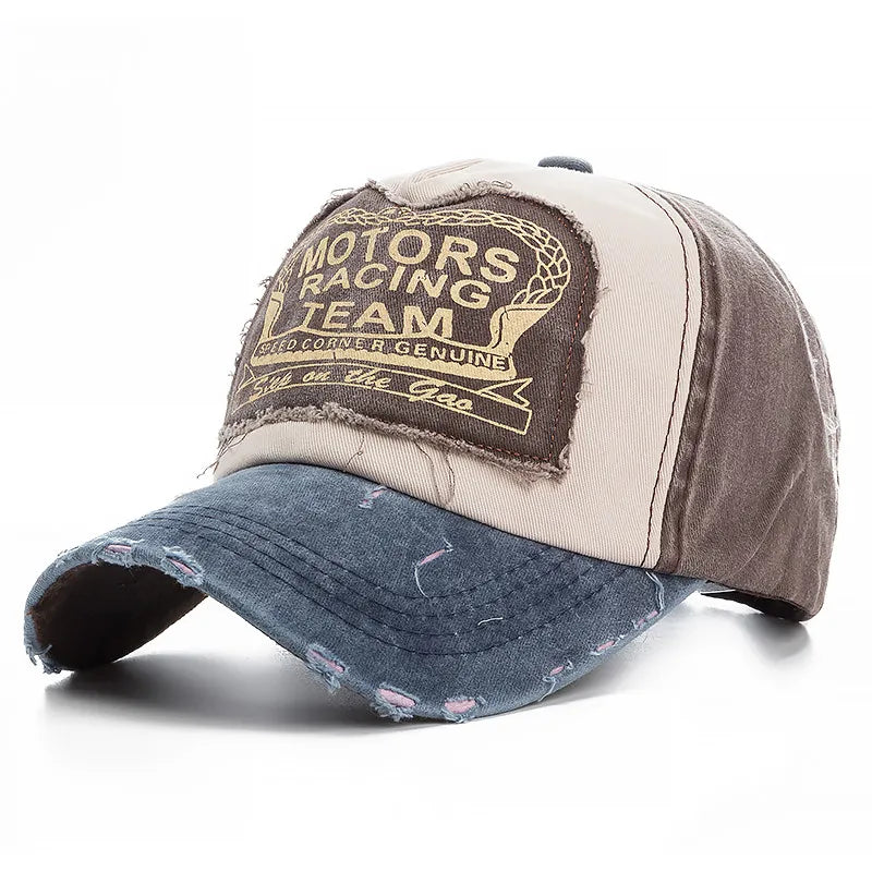 Washed Cotton Damage Baseball Cap Motor For Men Women