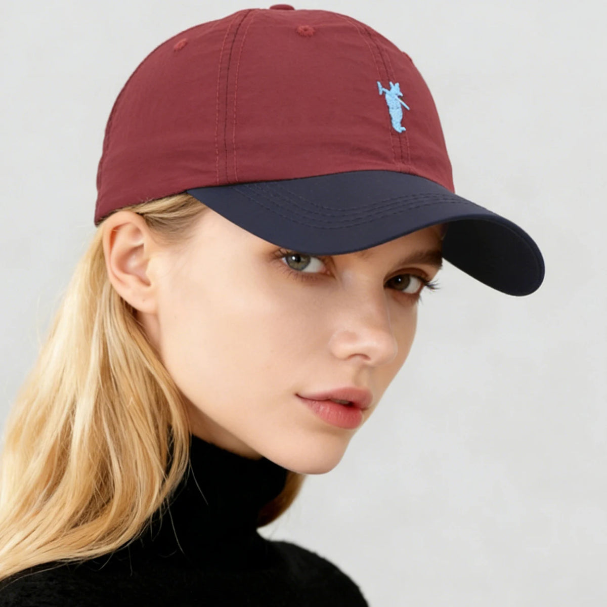 A Color-Blocked Embroidered Bear Quick-Drying, Lightweight, Sunshade, Versatile Baseball Cap