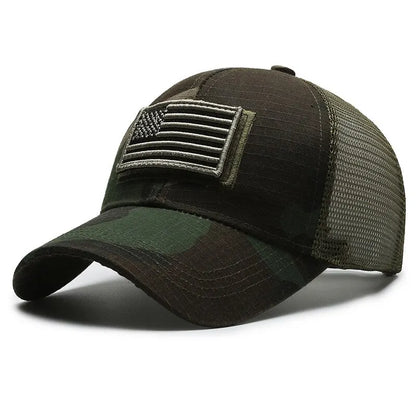 American Flag Camouflage Sticker Embroidered Baseball Cap Net Hat Men