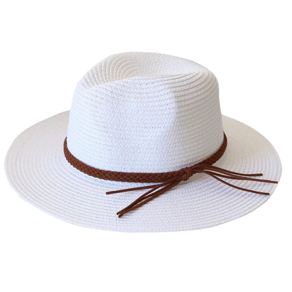 Women Men Wide Brim Straw Panama Hat