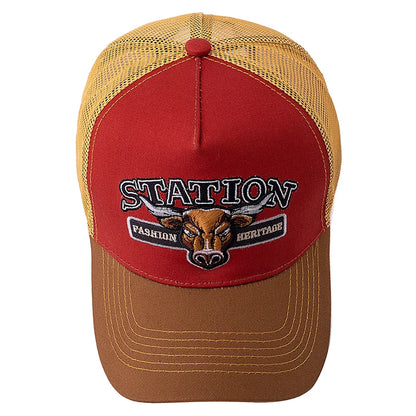 Unisex Summer Breathable Mesh Trucker Hat Bulls Head Pattern Baseball Cap For Men And Women
