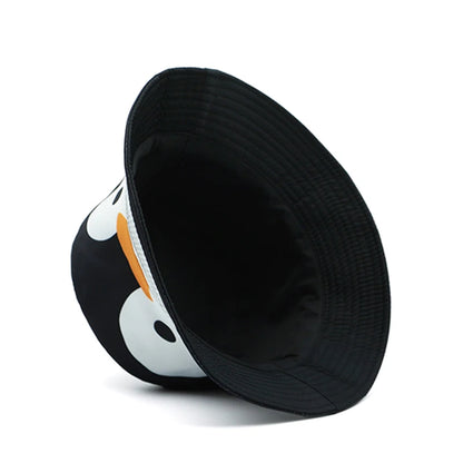 Bucket Hat Cartoon Penguin Pattern Print Fisherman Hats Fashion Design Double Sides