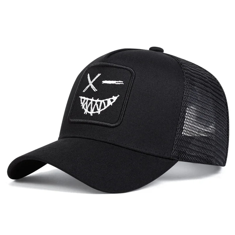 Unisex X Smiling Face Teeth Embroidery Baseball Net Caps