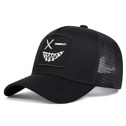 Unisex X Smiling Face Teeth Embroidery Baseball Net Caps