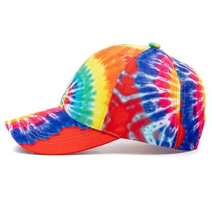Outdoor Casual Tie Dye Caps For Women Rainbow Colorful Baseball Cap