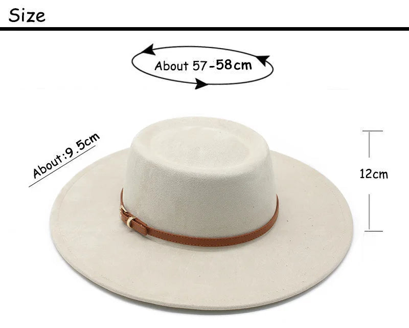 French Style Elegant Dome Hat, Cross-Border New Suede Wide Brim Jazz Hat