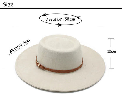 French Style Elegant Dome Hat, Cross-Border New Suede Wide Brim Jazz Hat