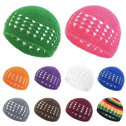 Fashion Knitted Crochet Beanie Hats Solid Color Handmade Kufi Hat