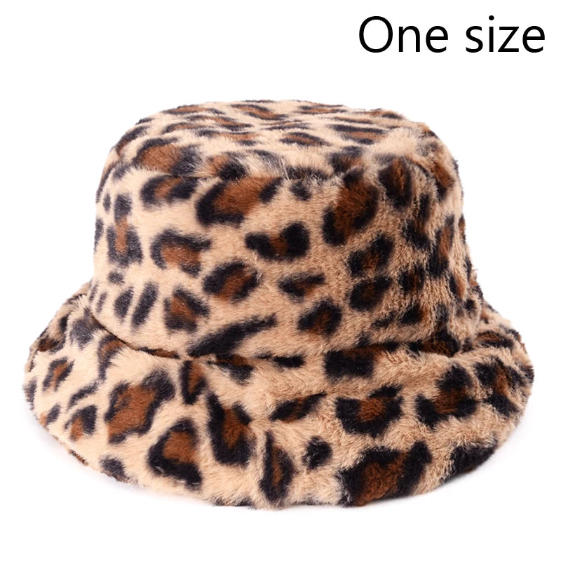 Fashion New Women Bucket Hat Retro Spring Autumn Leopard
