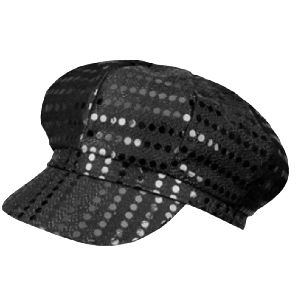 Retro Glitter Bling Costume Hat Sequin Dress Up Hat Beret Newsboy Cap