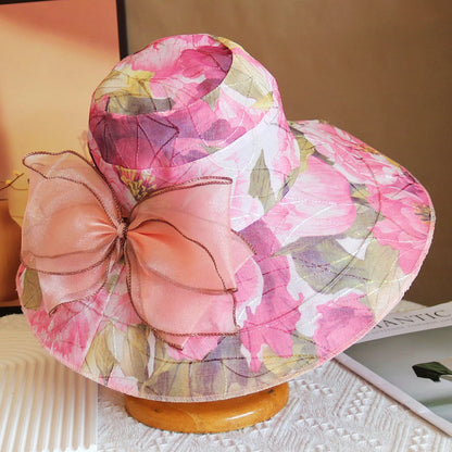 Hot Sale Fashion Flower Printing Cap Beach Hat Women Summer Hat Big Brim Sunshade Hat