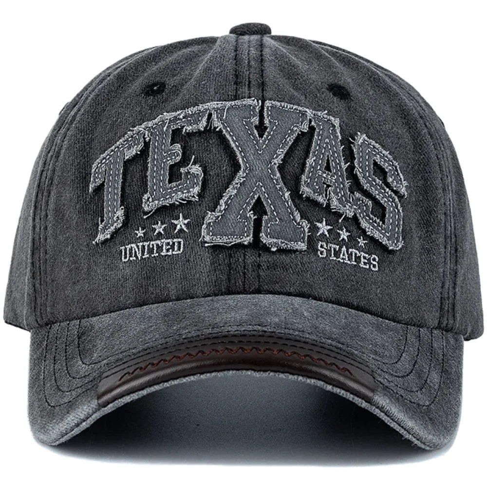 Unisex Vintage Classic Baseball Cap Texas Letter Embroidery For Man Women