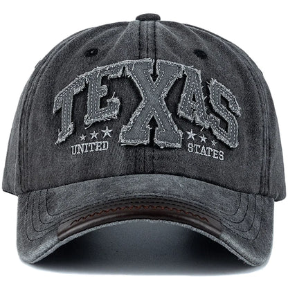Unisex Vintage Classic Baseball Cap Texas Letter Embroidery For Man Women