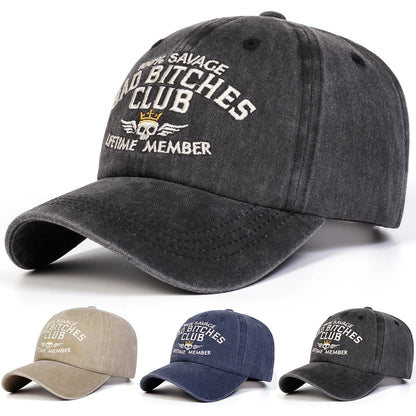 Unisex Letter Embroidery Washed Baseball Cap Spring Autumn