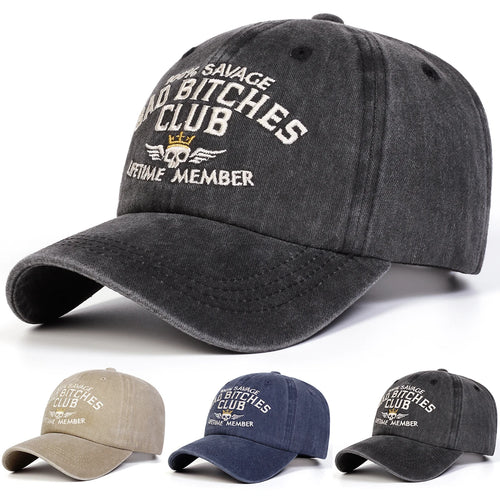 Unisex Letter Embroidery Washed Baseball Cap Spring Autumn