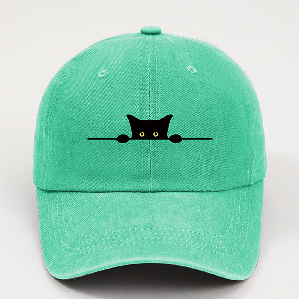 Cute Black Cat Printed Baseball Cap for Men and Women